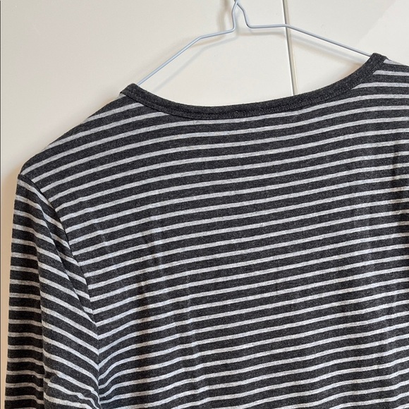 MICHAEL KORS Cotton Striped Grey Long Sleeve Top Silver Zipper Detail, Size M - Picture 6 of 8
